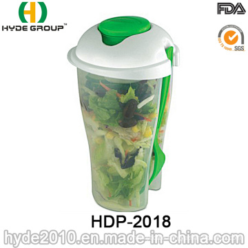 Plastic Salad Shaker Cup with Fork and Dressing Cup (HDP-2018)